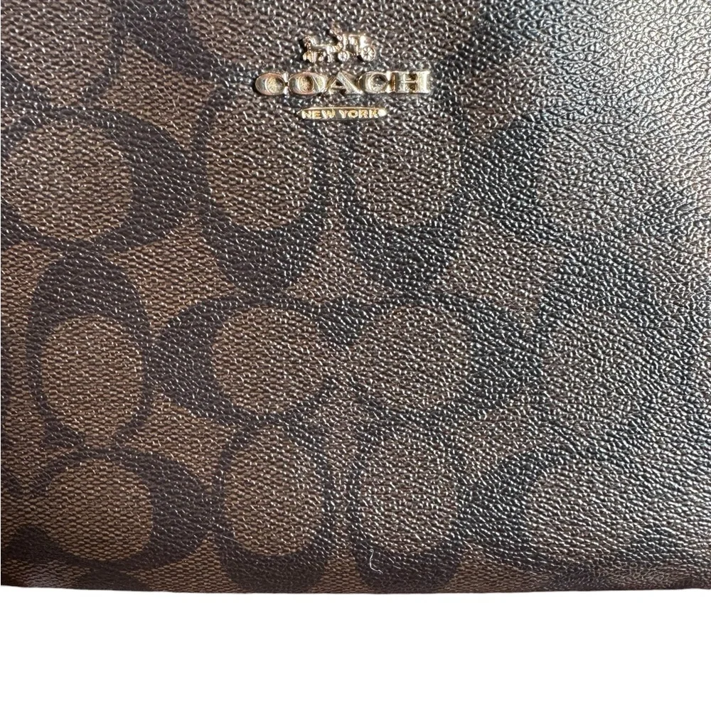 Coach double zip wristlet in brown and black signature coated canvas and leather - Picture 2 of 9